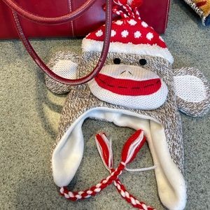 Vintage Sock Monkey youth ear flap  hat